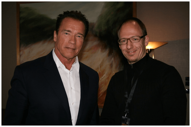 Joerg Scheller und Arnold Schwarzenegger